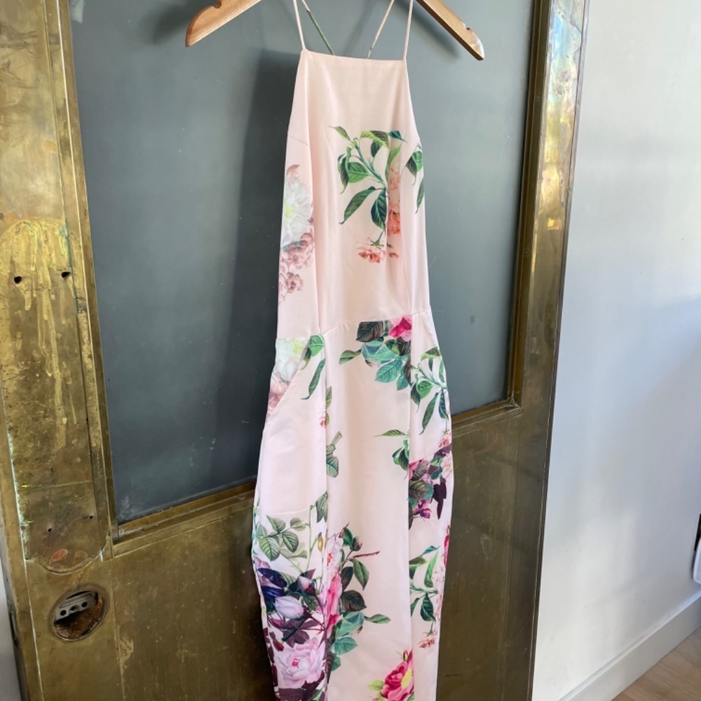 Airlie Floral Midi Dress NWT Revolve Wedding Guest Pink XS Strappy - Picture 11 of 13